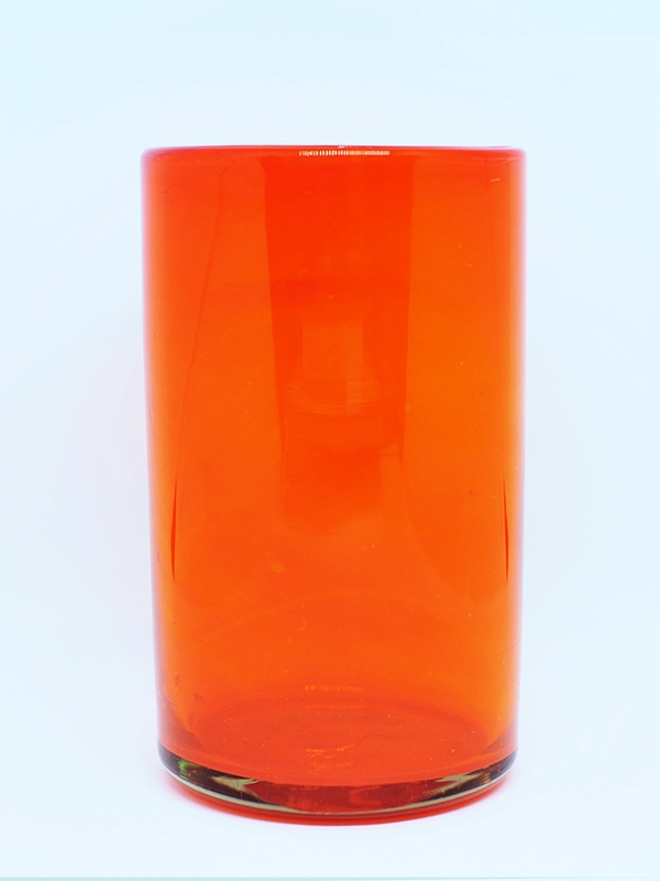 Vasos de Vidrio Soplado / Juego de 6 vasos grandes color naranja / Éstos artesanales vasos le darán un toque clásico a su bebida favorita.